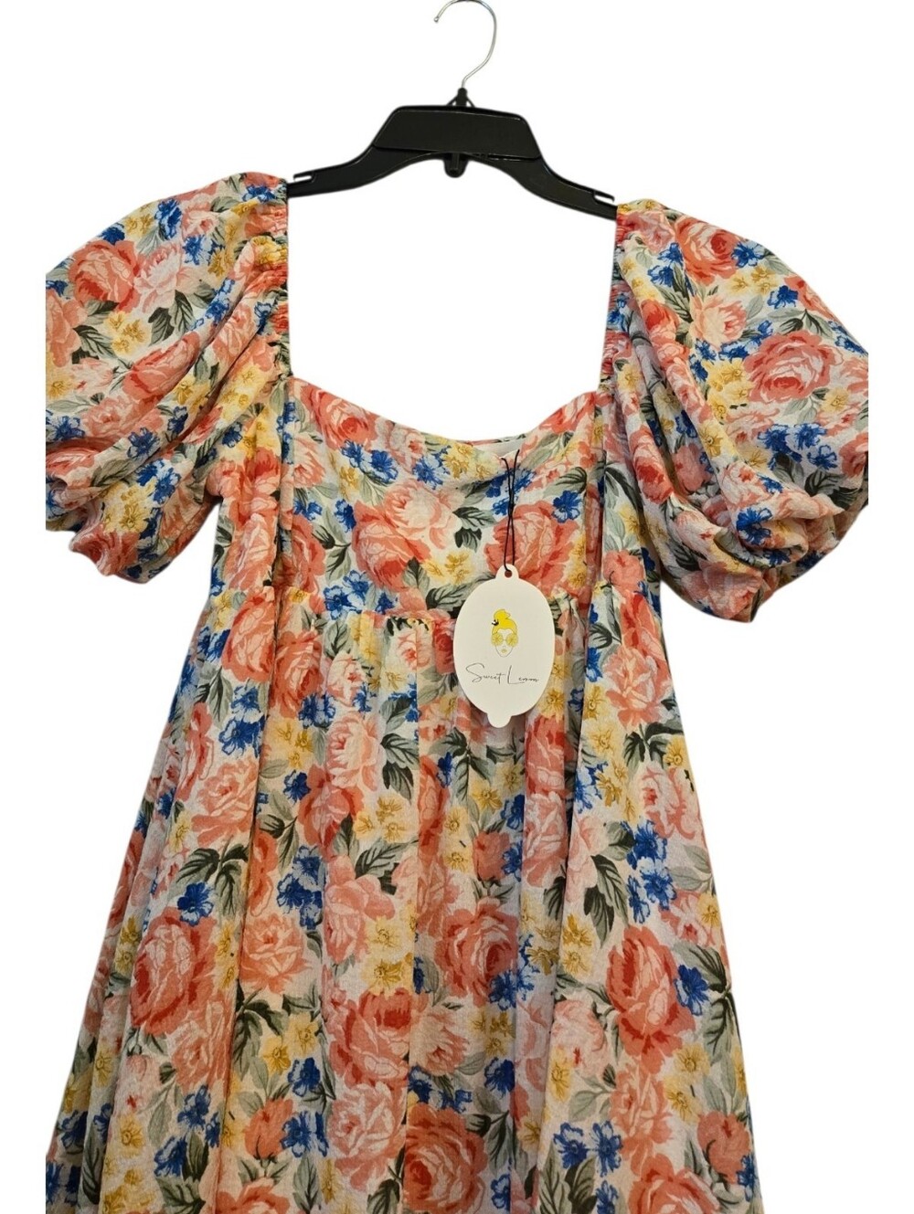 Sweet Lemon Floral Puff Sleeve BRIGERTON Romantic Boho Cottage Core M NWT - Picture 7 of 11